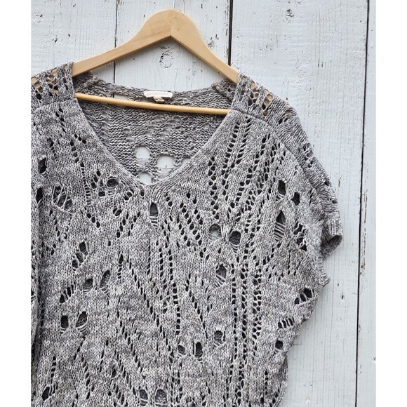 Eileen Fisher Women's Grey Open Knit Cotton Blend Relaxed Sweater Top Shirt Sz S - Picture 3 of 7